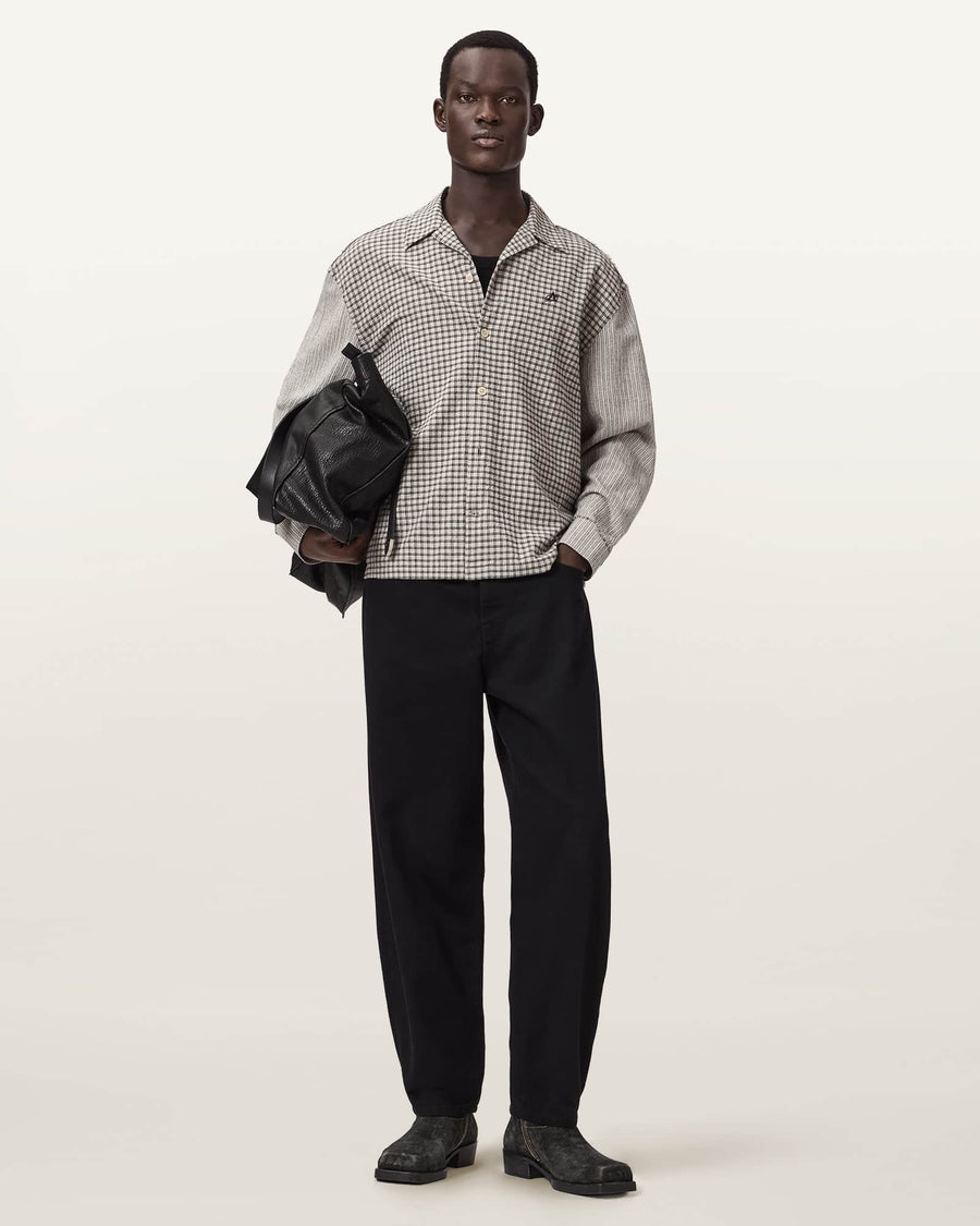 Kage Oversized Long Sleeve Check Shirt OAT WHITE