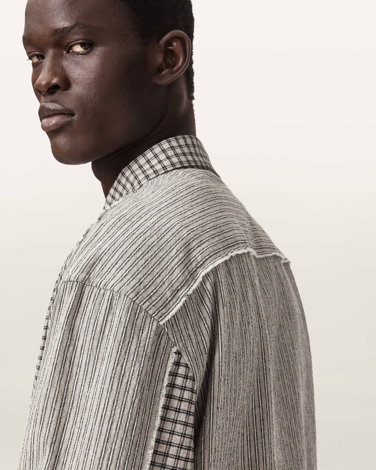 Kage Oversized Long Sleeve Check Shirt OAT WHITE