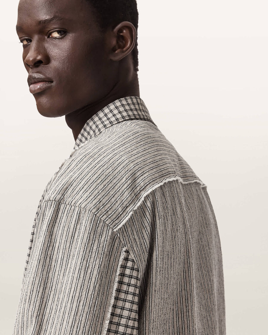 Kage Oversized Long Sleeve Check Shirt OAT WHITE