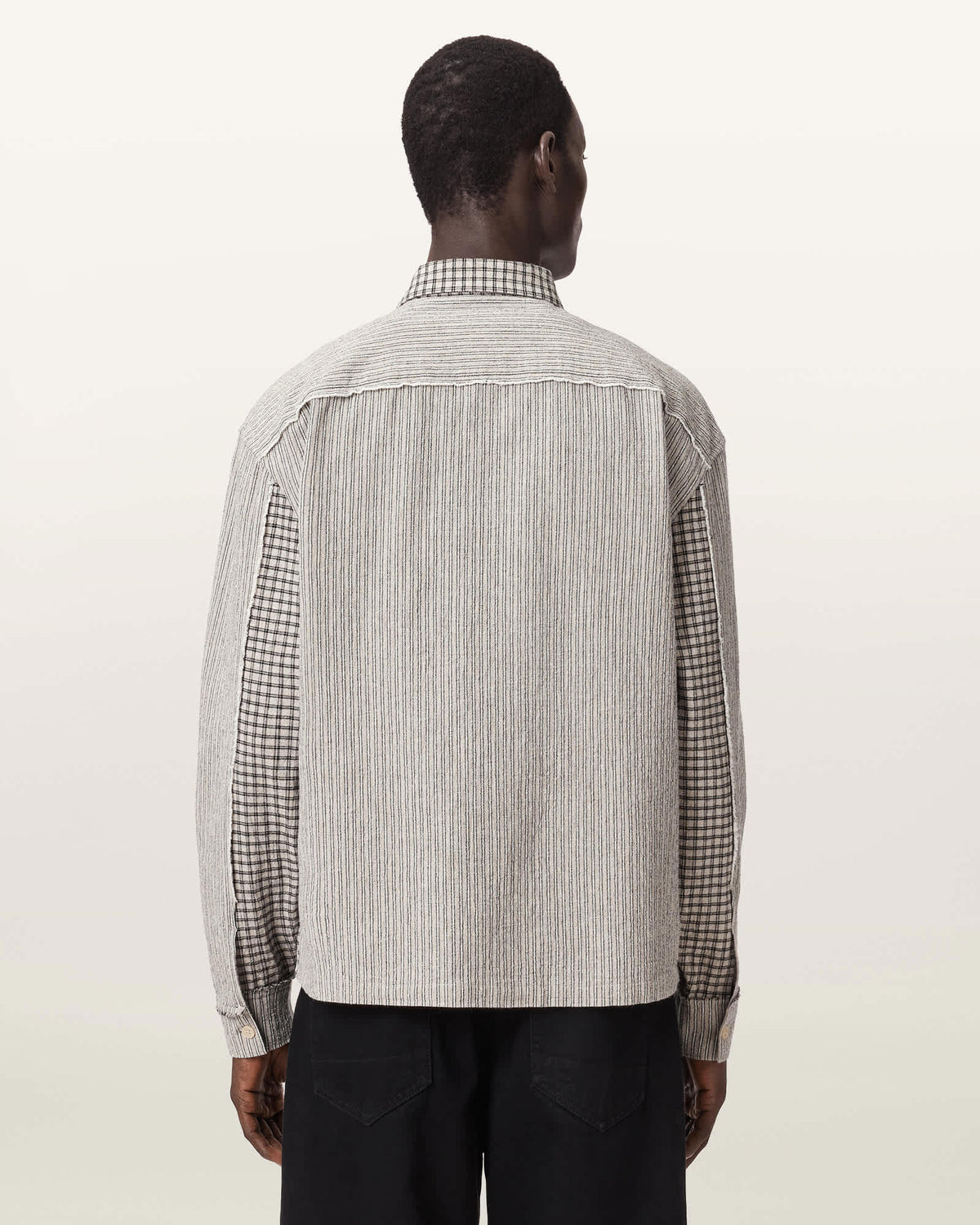 Kage Oversized Long Sleeve Check Shirt OAT WHITE