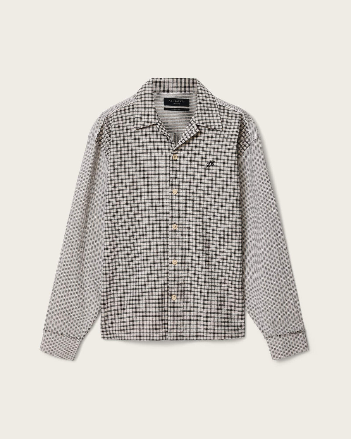 Kage Oversized Long Sleeve Check Shirt OAT WHITE