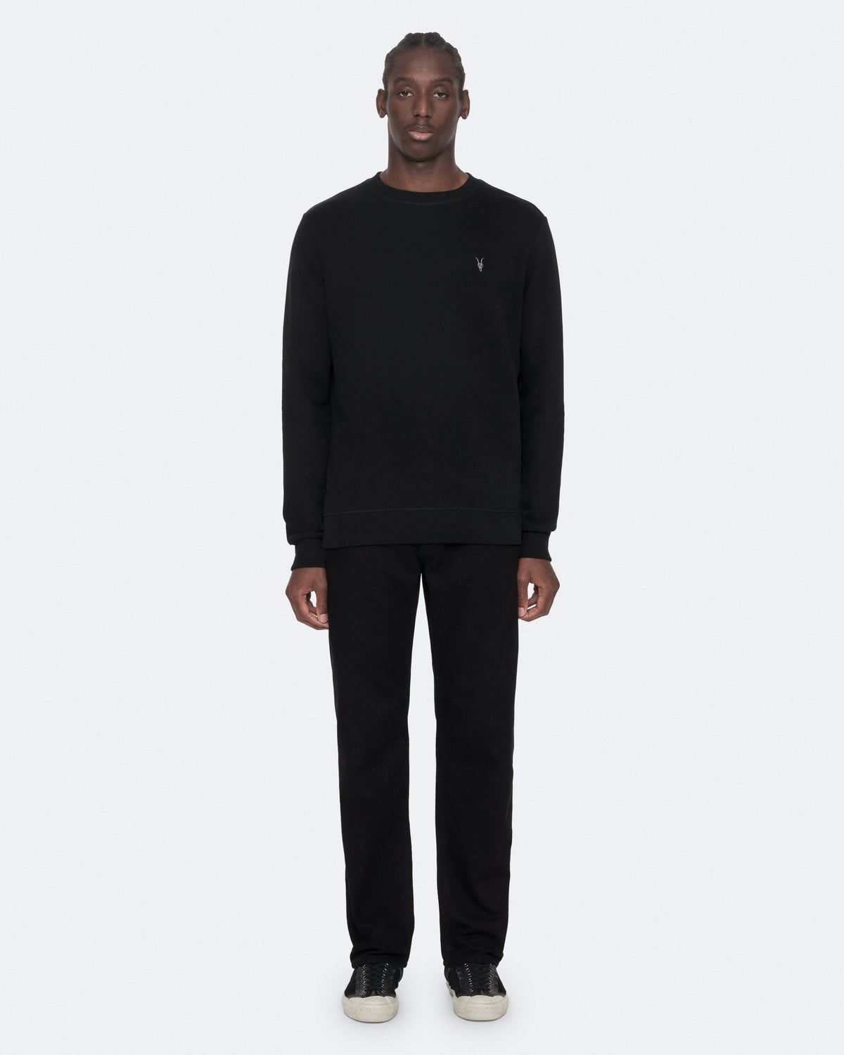 Raven Slim-Fit Cotton Sweatshirt Black