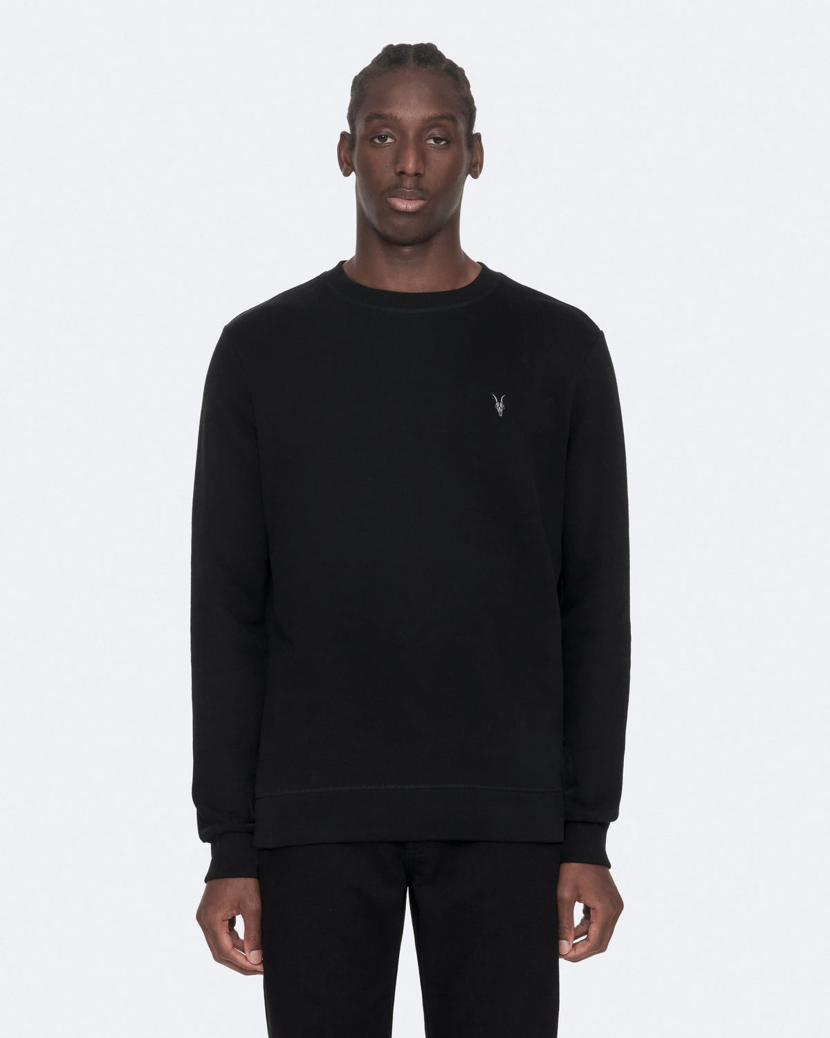 Raven Slim-Fit Cotton Sweatshirt Black