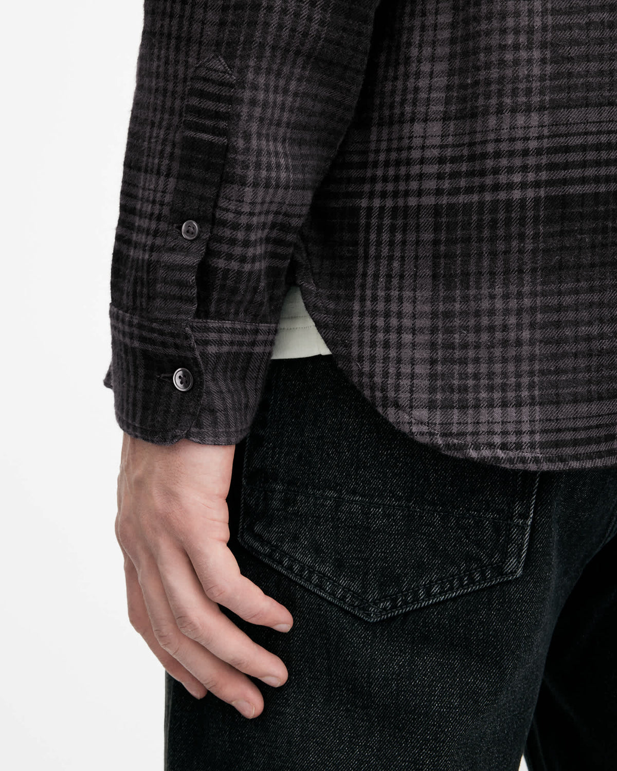 Sonik Brushed Checked Relaxed FIt Shirt Grey