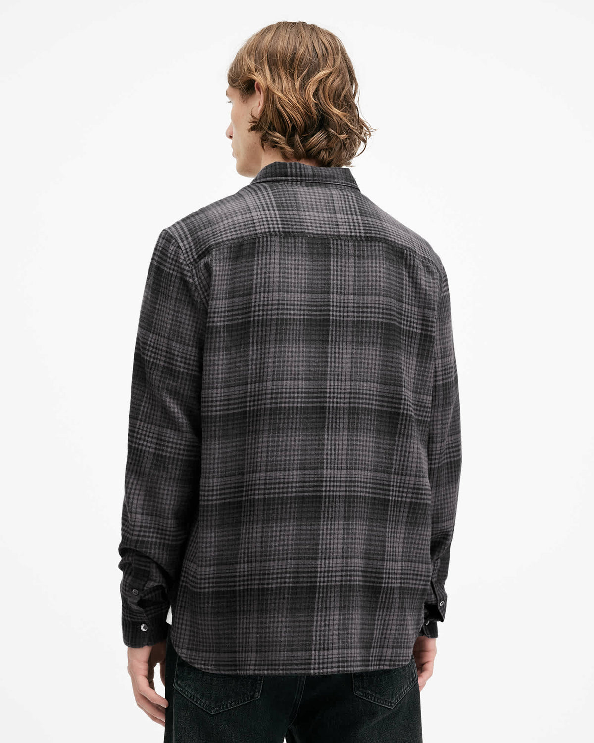 Sonik Brushed Checked Relaxed FIt Shirt Grey