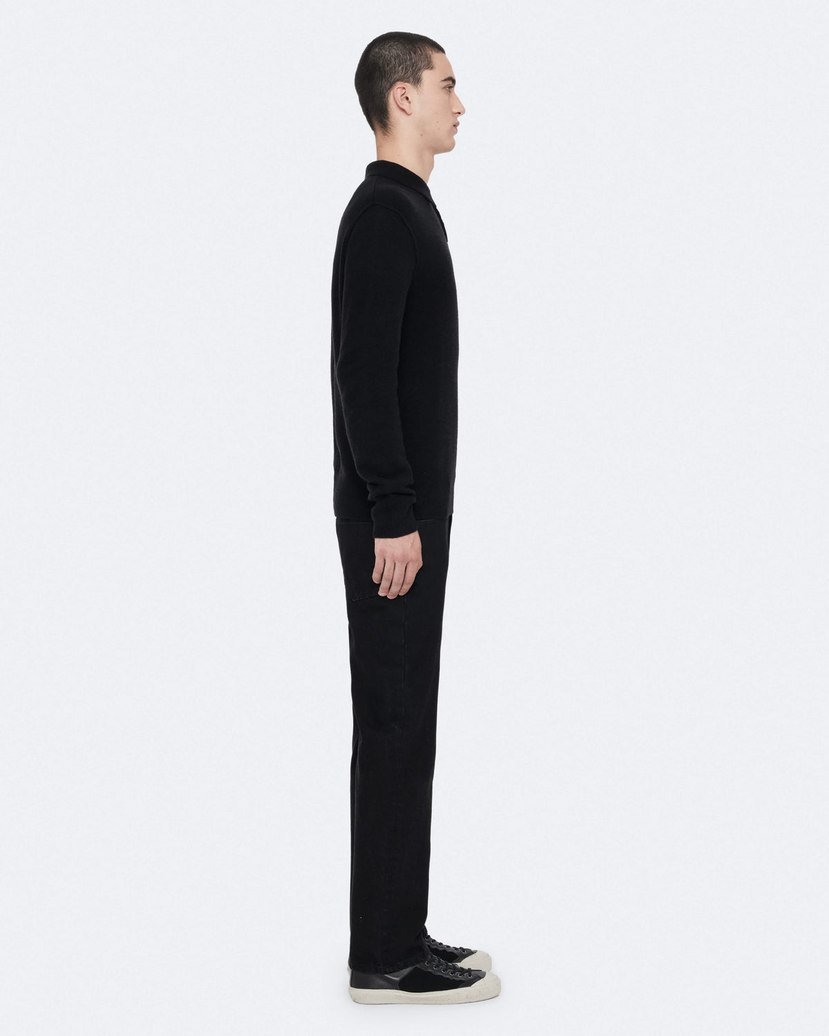Statten Long-Sleeve Ramskull Polo Shirt Black