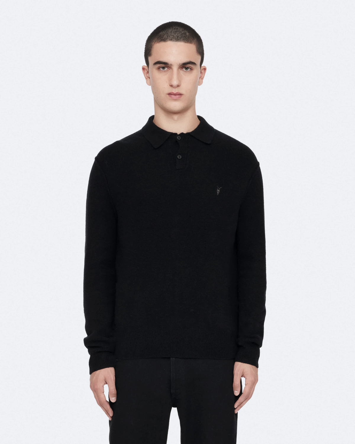 Statten Long-Sleeve Ramskull Polo Shirt Black