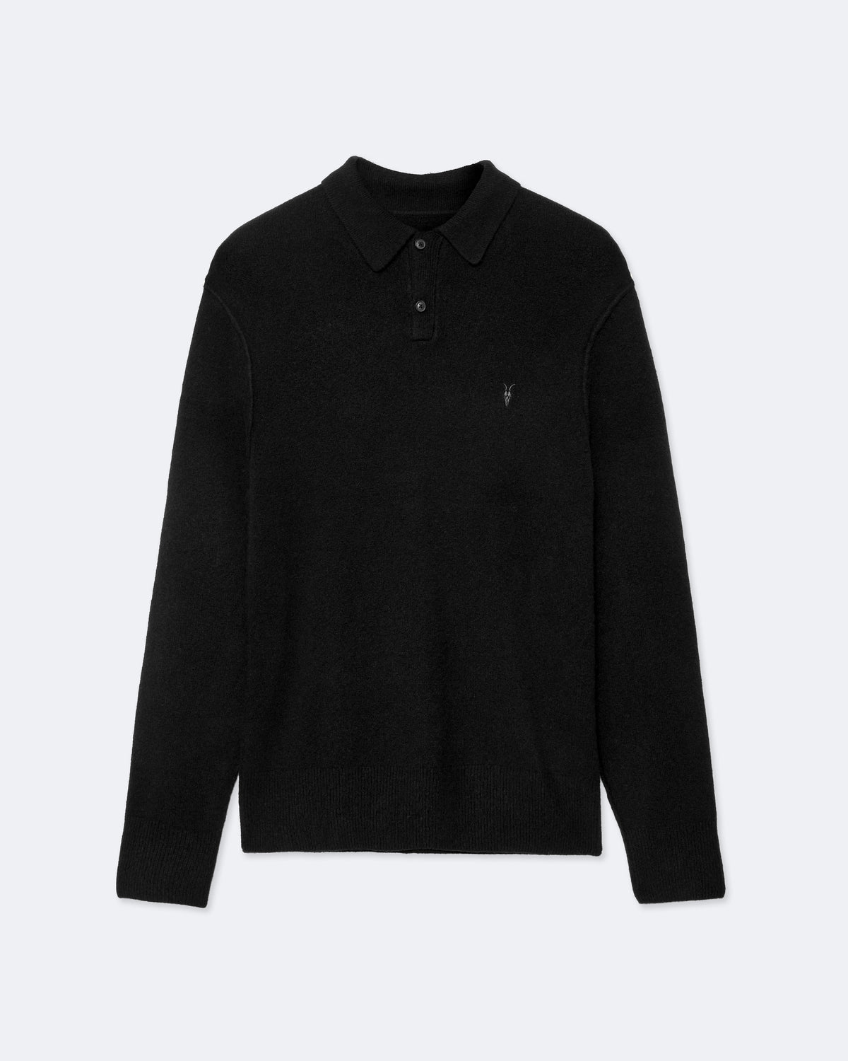 Statten Long-Sleeve Ramskull Polo Shirt Black