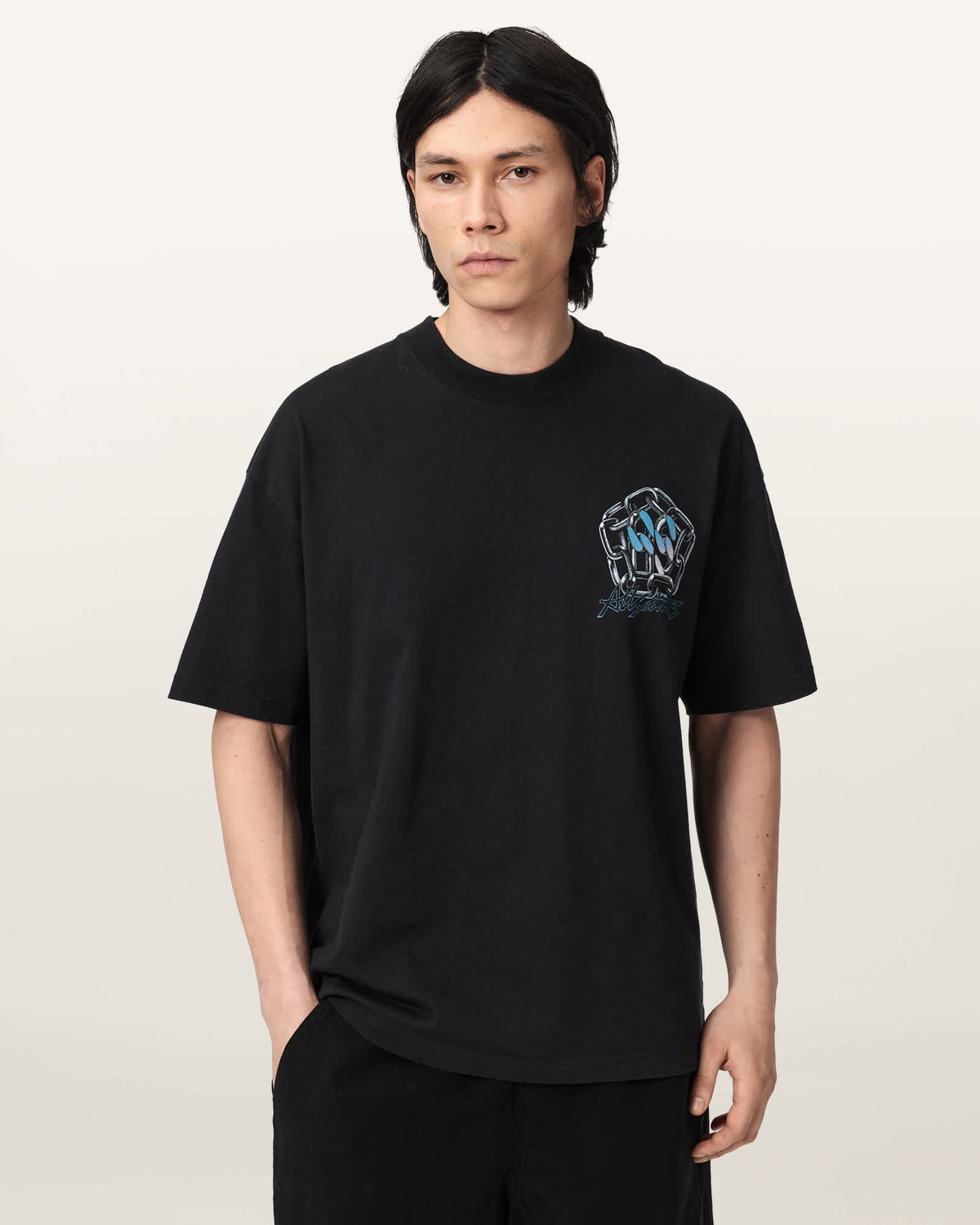 Affix Short Sleeve Oversized T-Shirt Washed Black