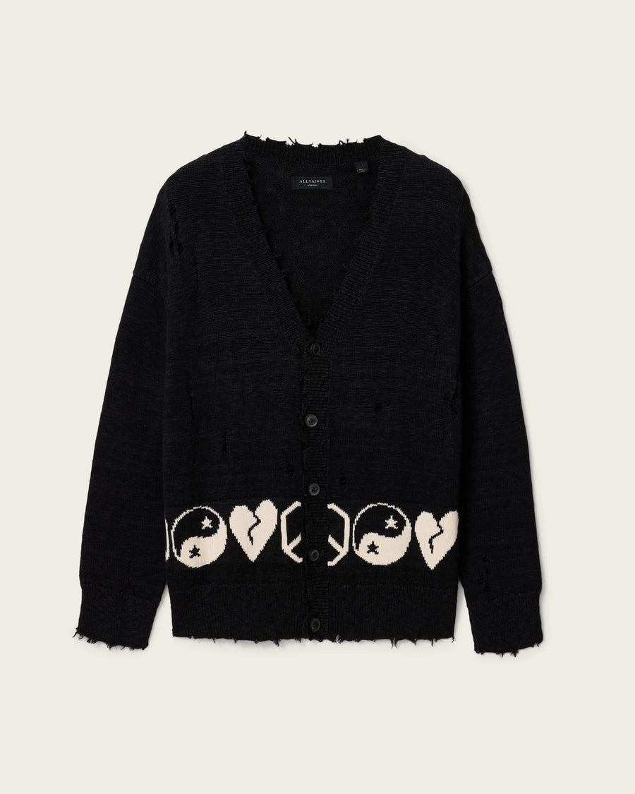 Tabua Oversized Jacquard Cardigan Black