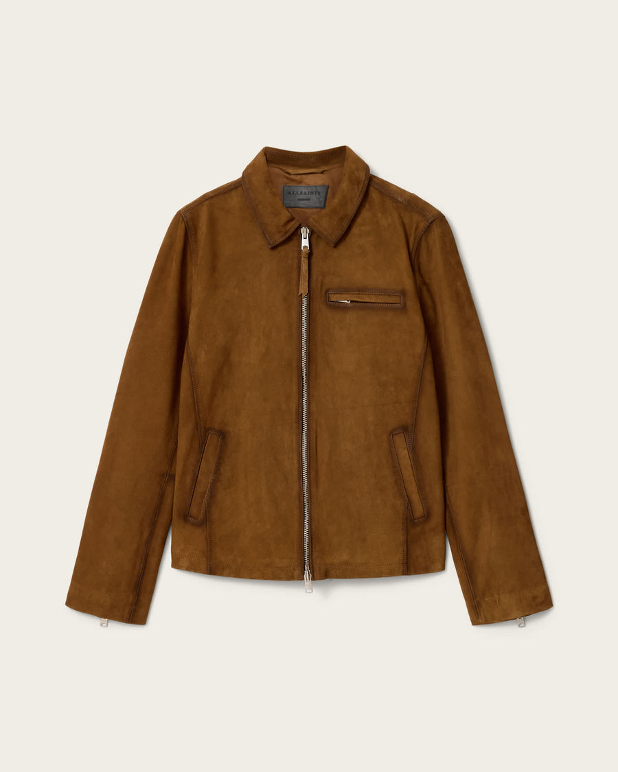 Ashwood Long Sleeve Suede Jacket Tan Brown
