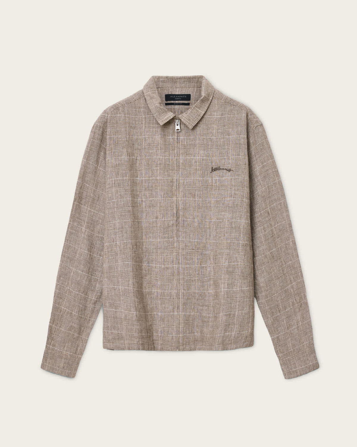 Keal Linen Blend Embroidered Check Jacket SEDIMENT BROWN