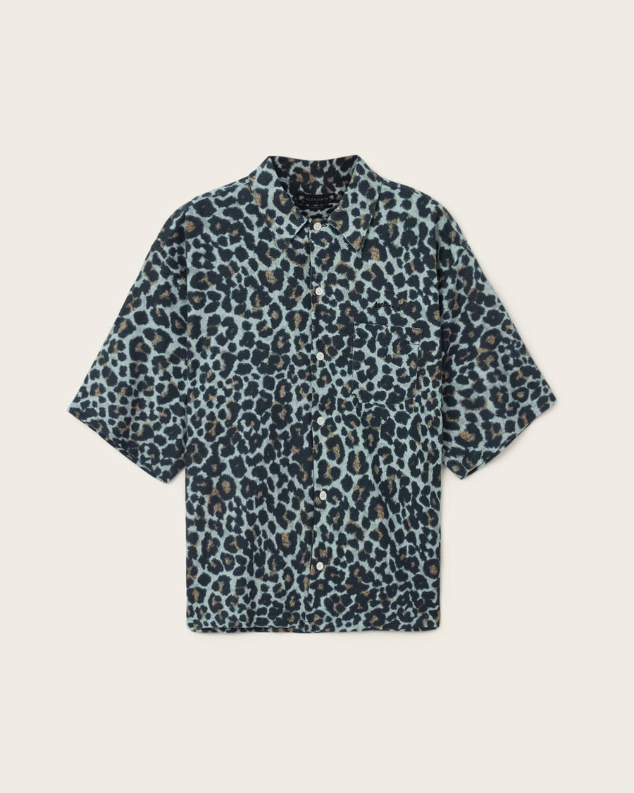 Silesia Oversized Leopard Print Shirt SOFT ASH GREY
