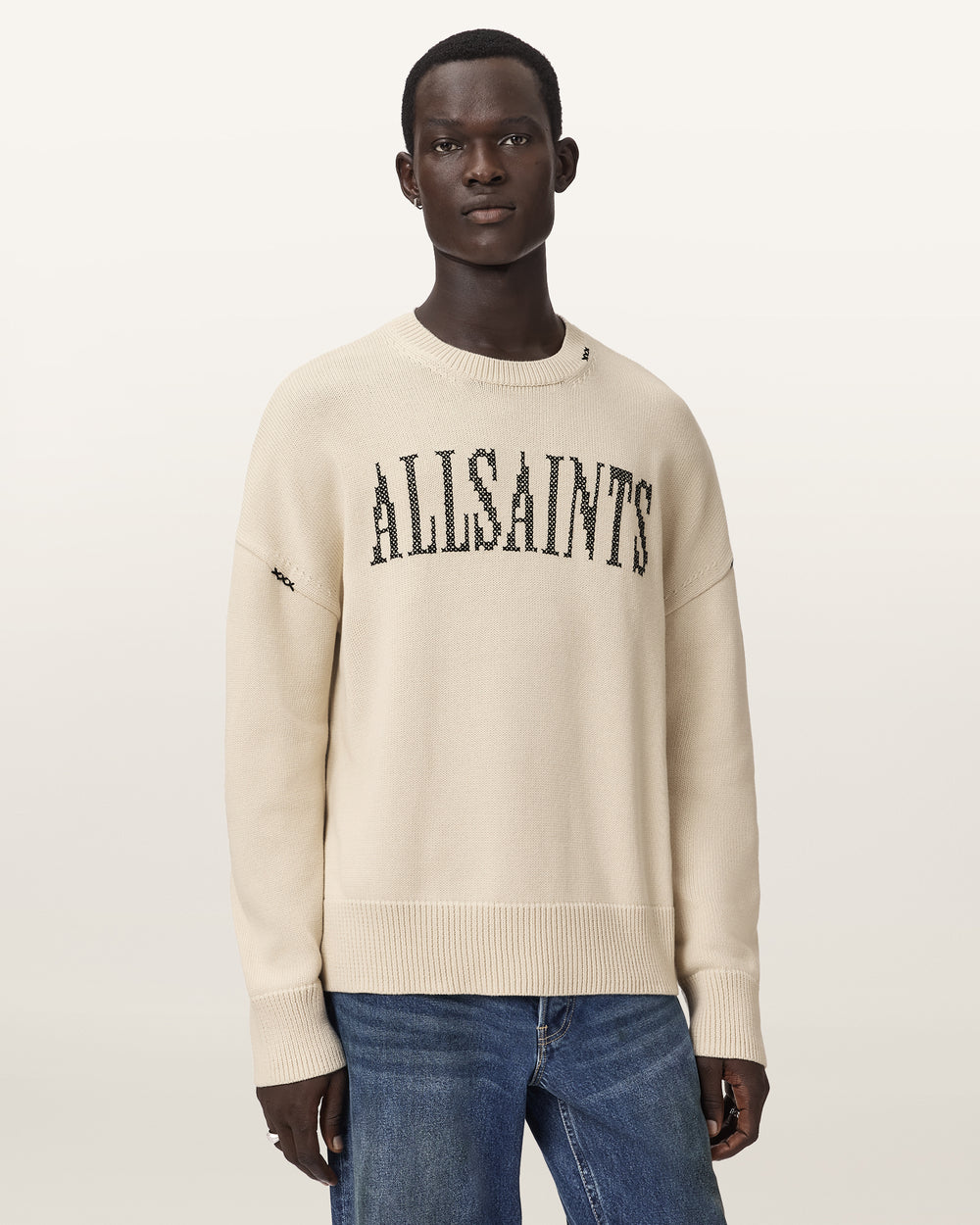 Crossed Oversized Crew Neck Embroidered Jumper | ALLSAINTS MÉXICO