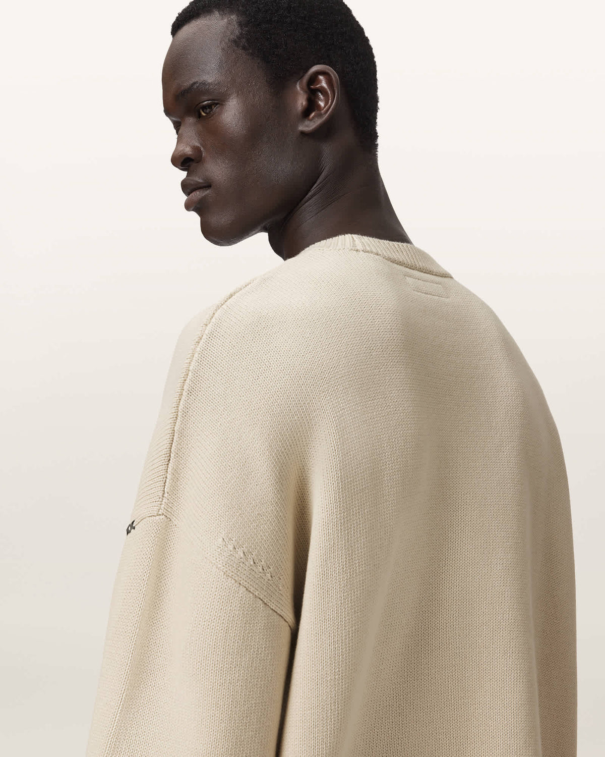 Crossed Oversized Crew Neck Embroidered Jumper ECRU WHITE