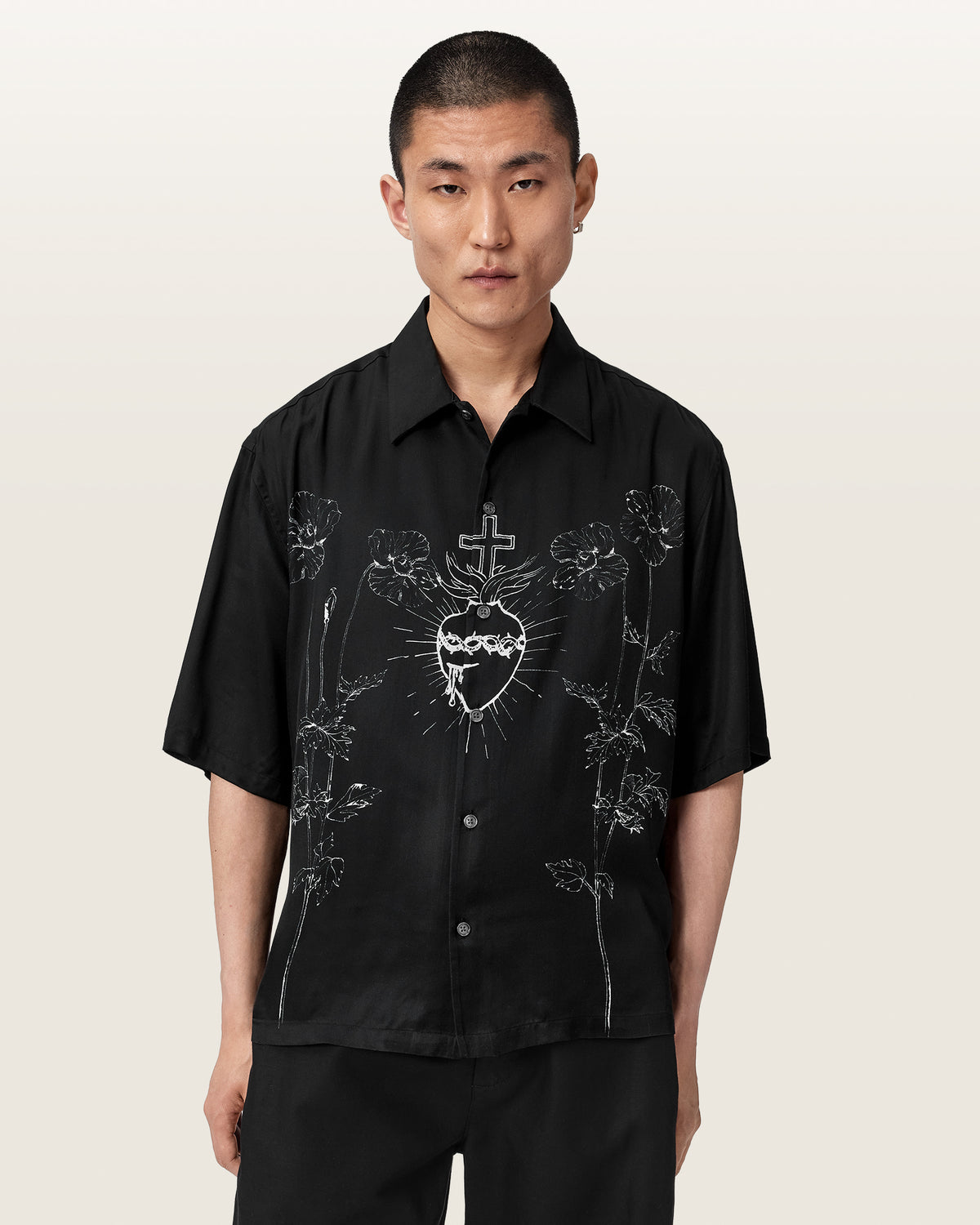 Fleur Oversized Short Sleeve Printed Shirt