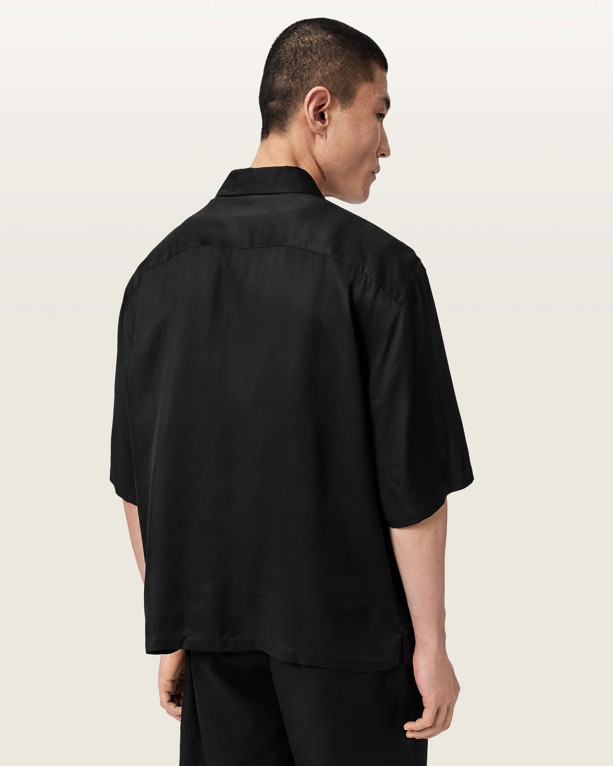 Fleur Oversized Short Sleeve Printed Shirt Black