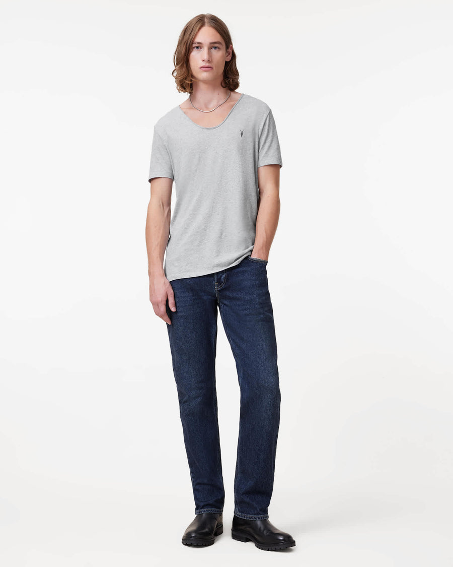 Tonic Scoop Neck Slim Ramskull T-Shirt Grey Marl
