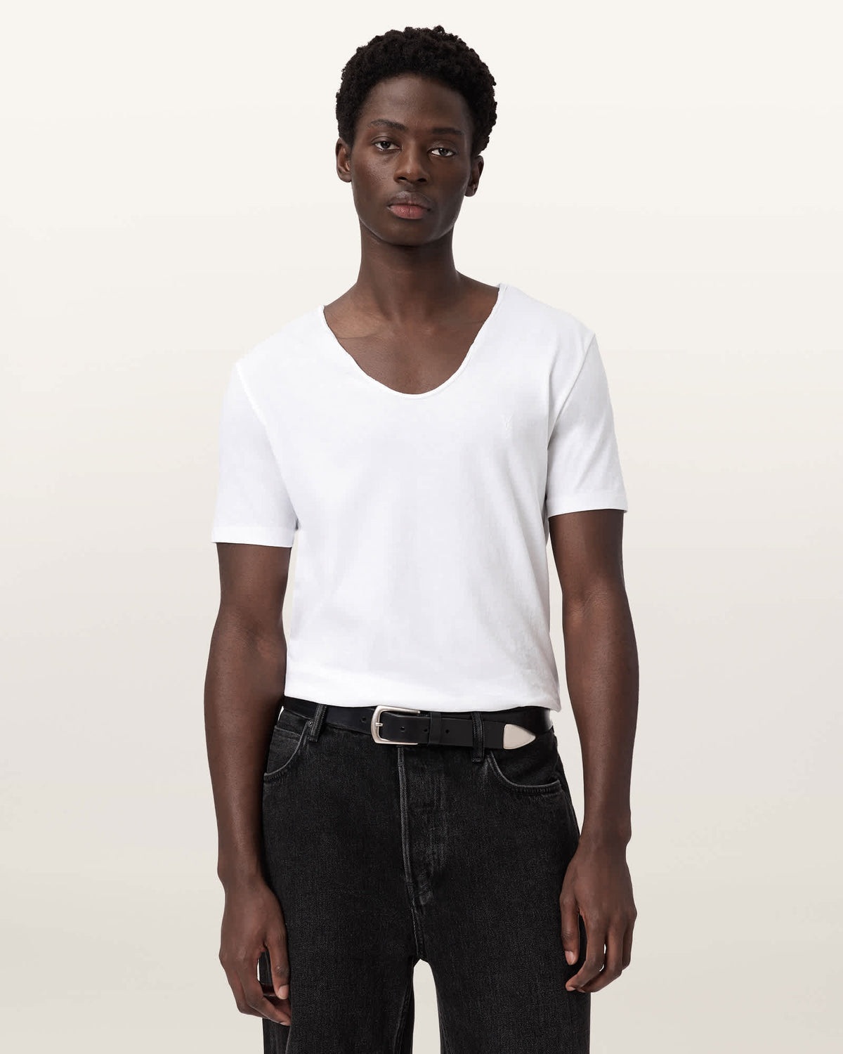 Tonic Scoop Neck Slim Ramskull T-Shirt Optic White