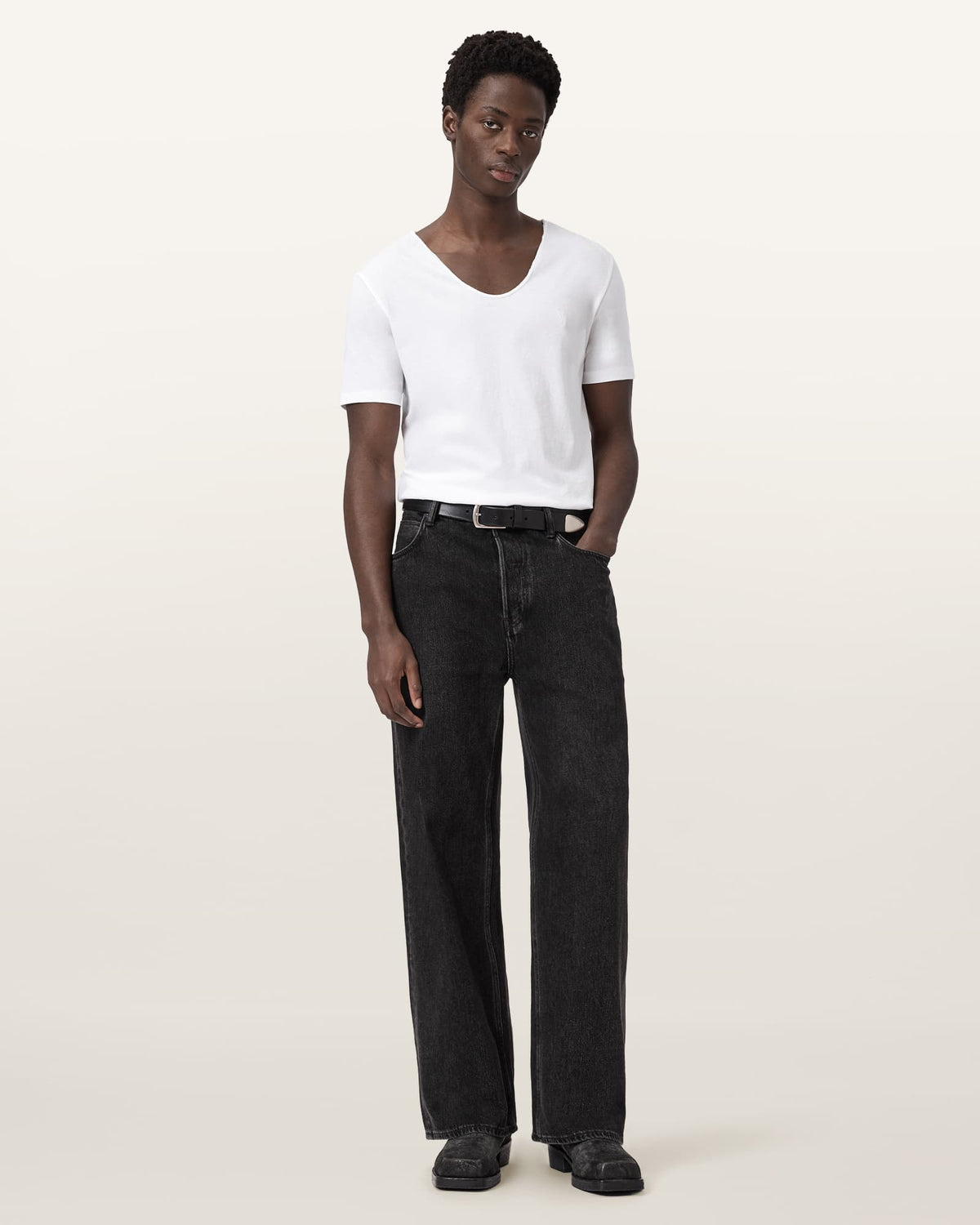 Tonic Scoop Neck Slim Ramskull T-Shirt Optic White