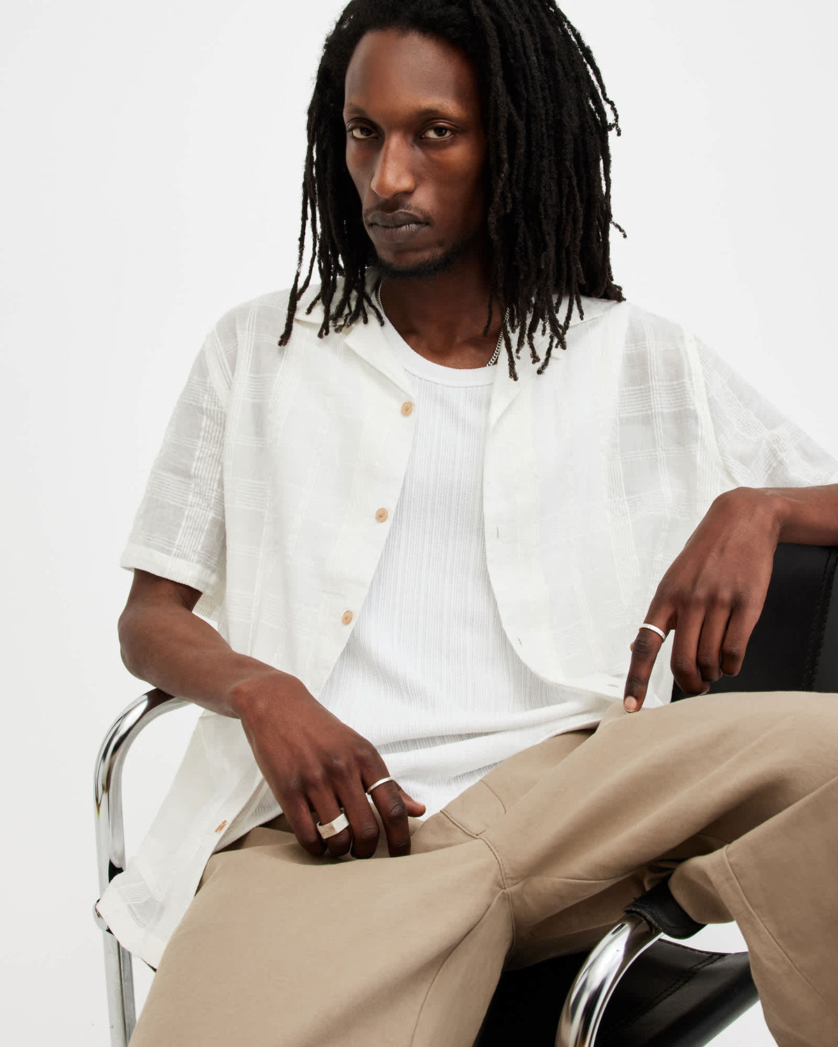 Indio Checked Relaxed Fit Shirt AVALON WHITE