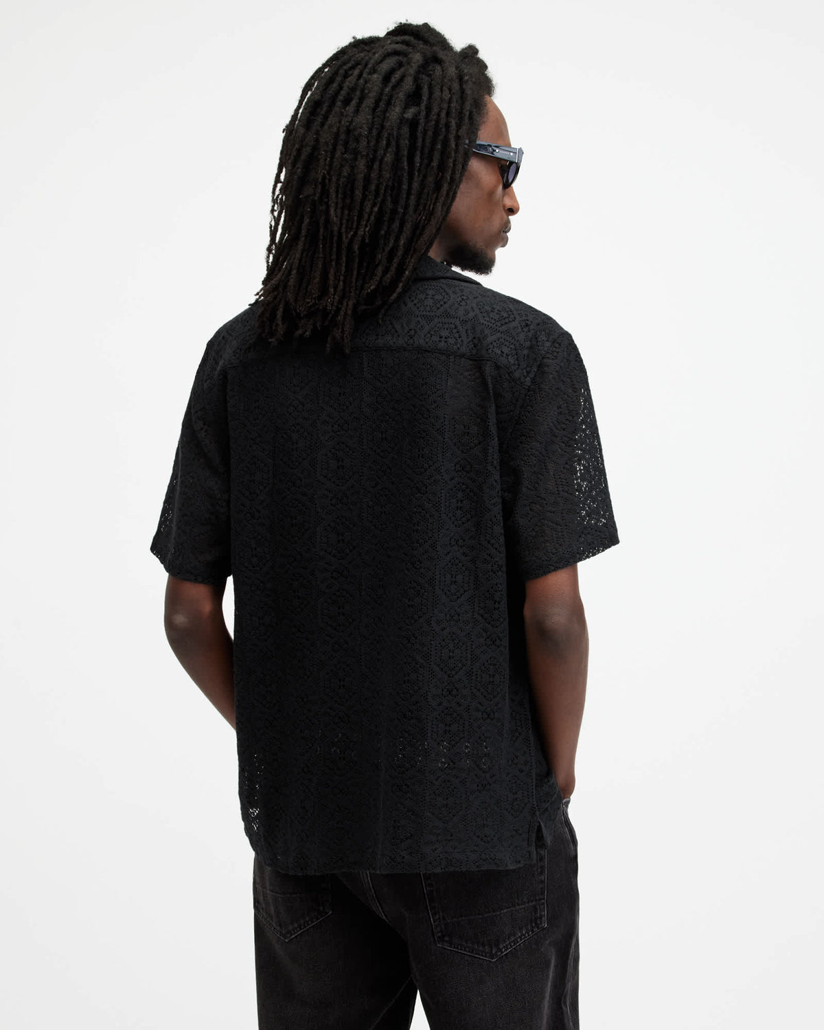 Harden Hexagon Lace Relaxed Fit Shirt Jet Black