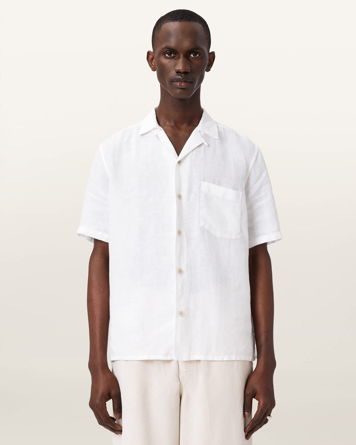Tri Embroidered Linen Shirt Ecru