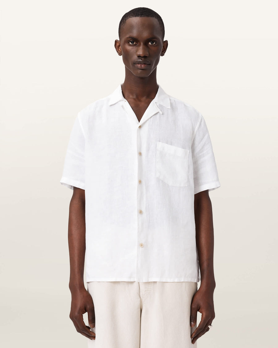 Tri Embroidered Linen Shirt Ecru