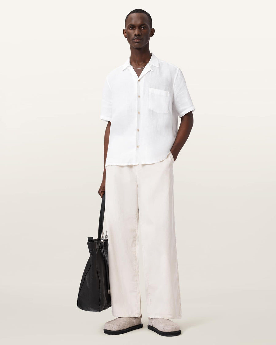 Tri Embroidered Linen Shirt Ecru