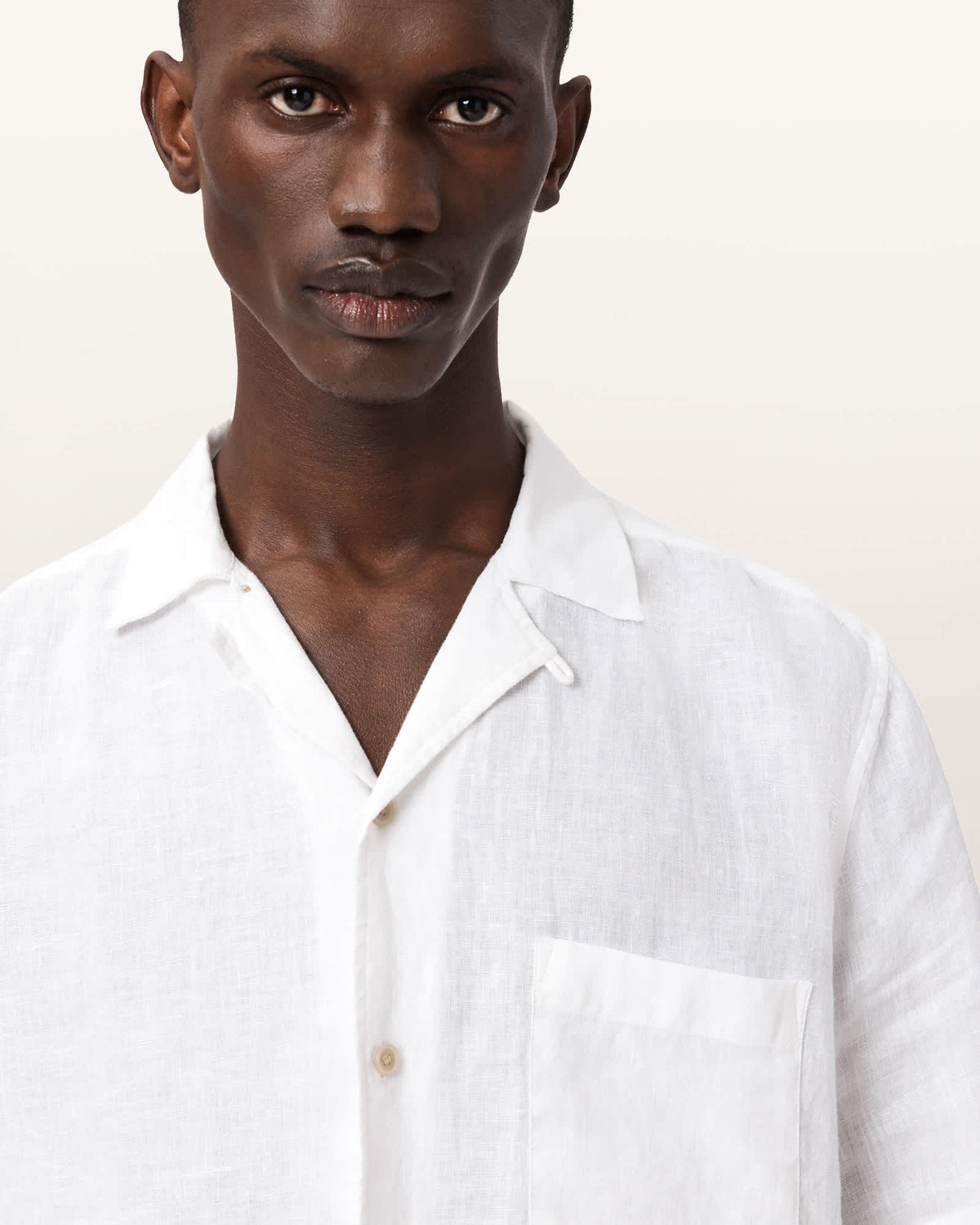 Tri Embroidered Linen Shirt Ecru