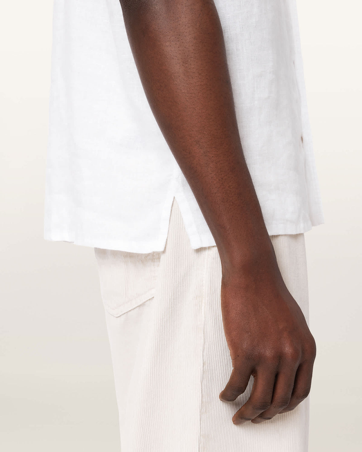 Tri Embroidered Linen Shirt Ecru