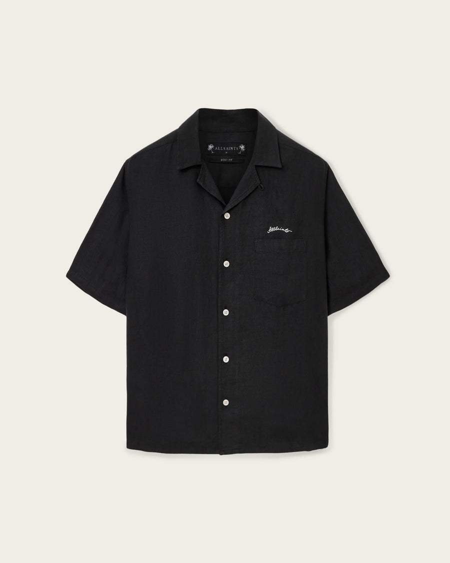 Wilder Embroidered Linen Shirt Black