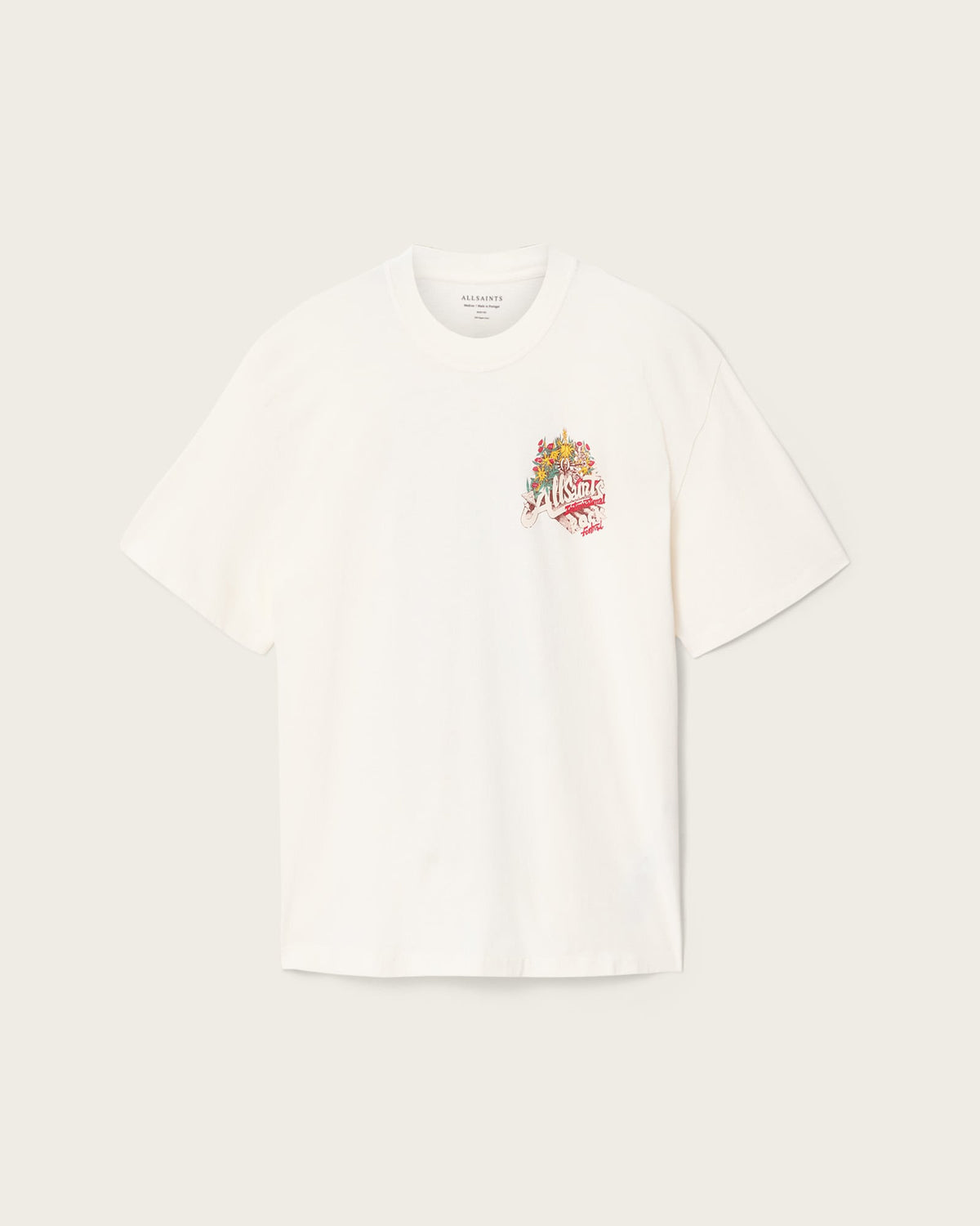 Roque Short Sleeve Oversized Crew Neck T-Shirt Chalk White