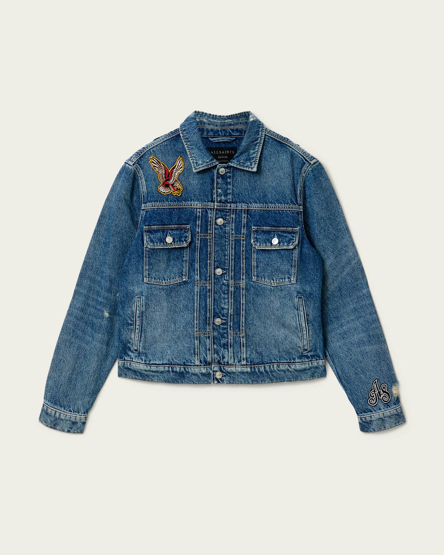 Exile Slim Fit Denim Patch Jacket Washed Indigo