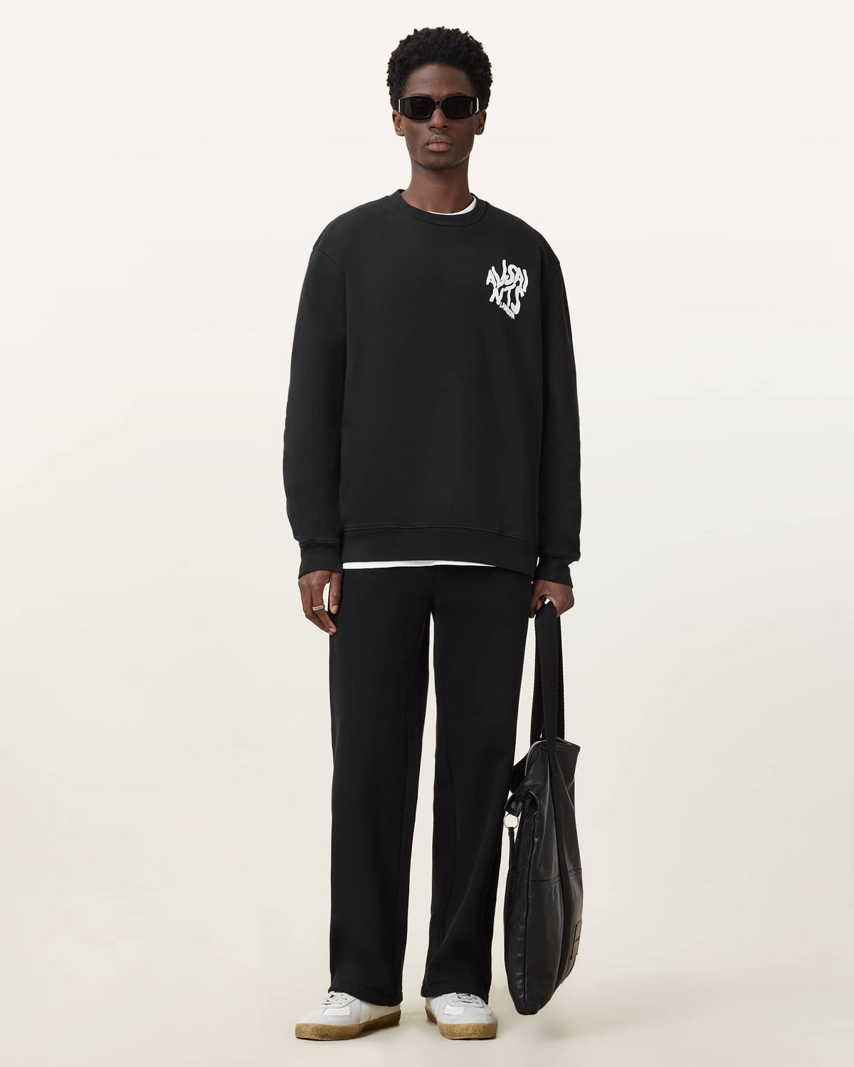 Orlando Relaxed Crew Neck Sweatshirt Jet Black