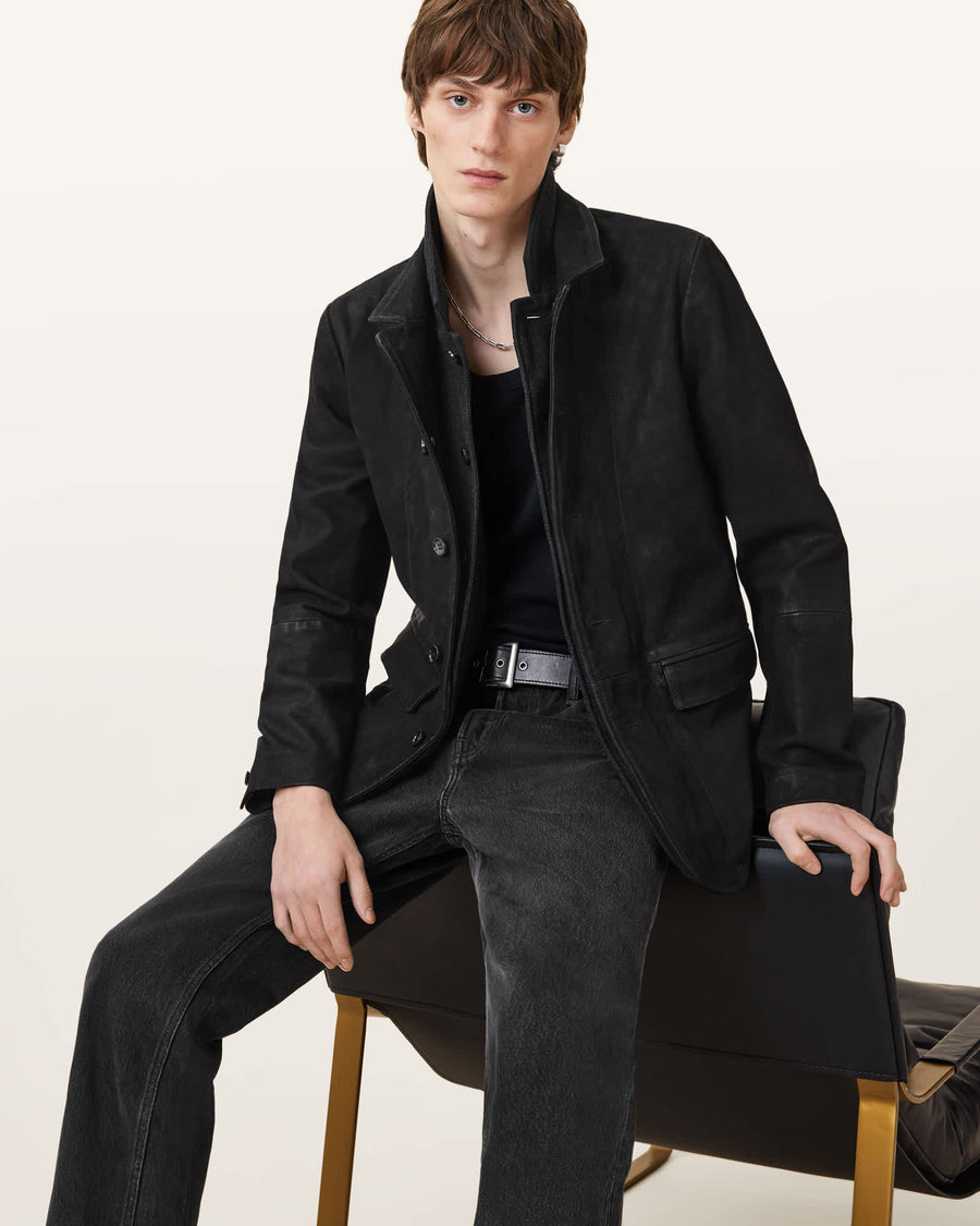 Survey Waxed Suede Blazer Black