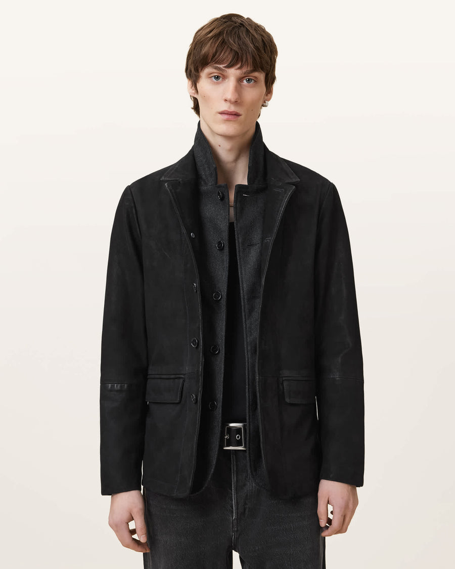 Survey Waxed Suede Blazer Black