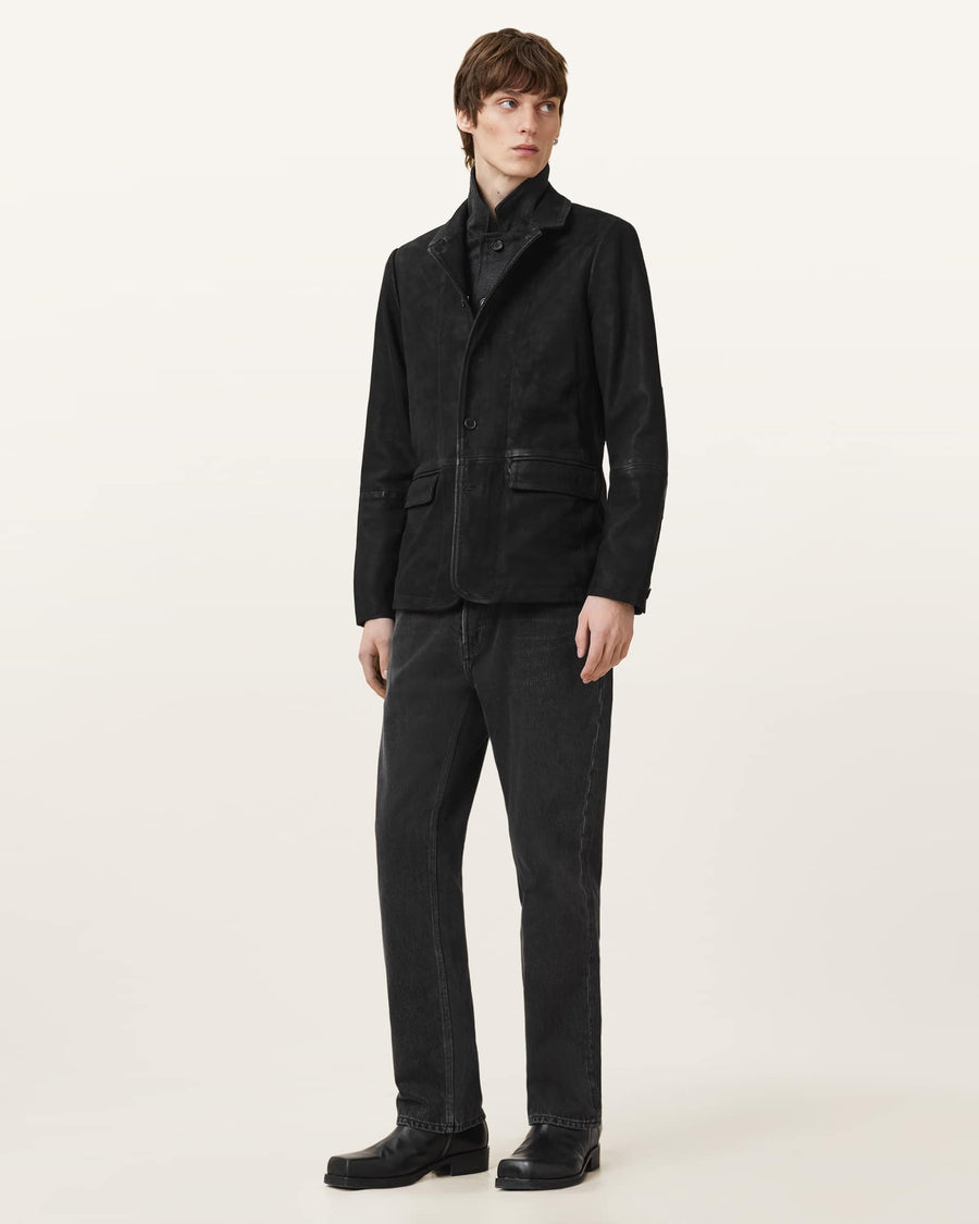 Survey Waxed Suede Blazer Black