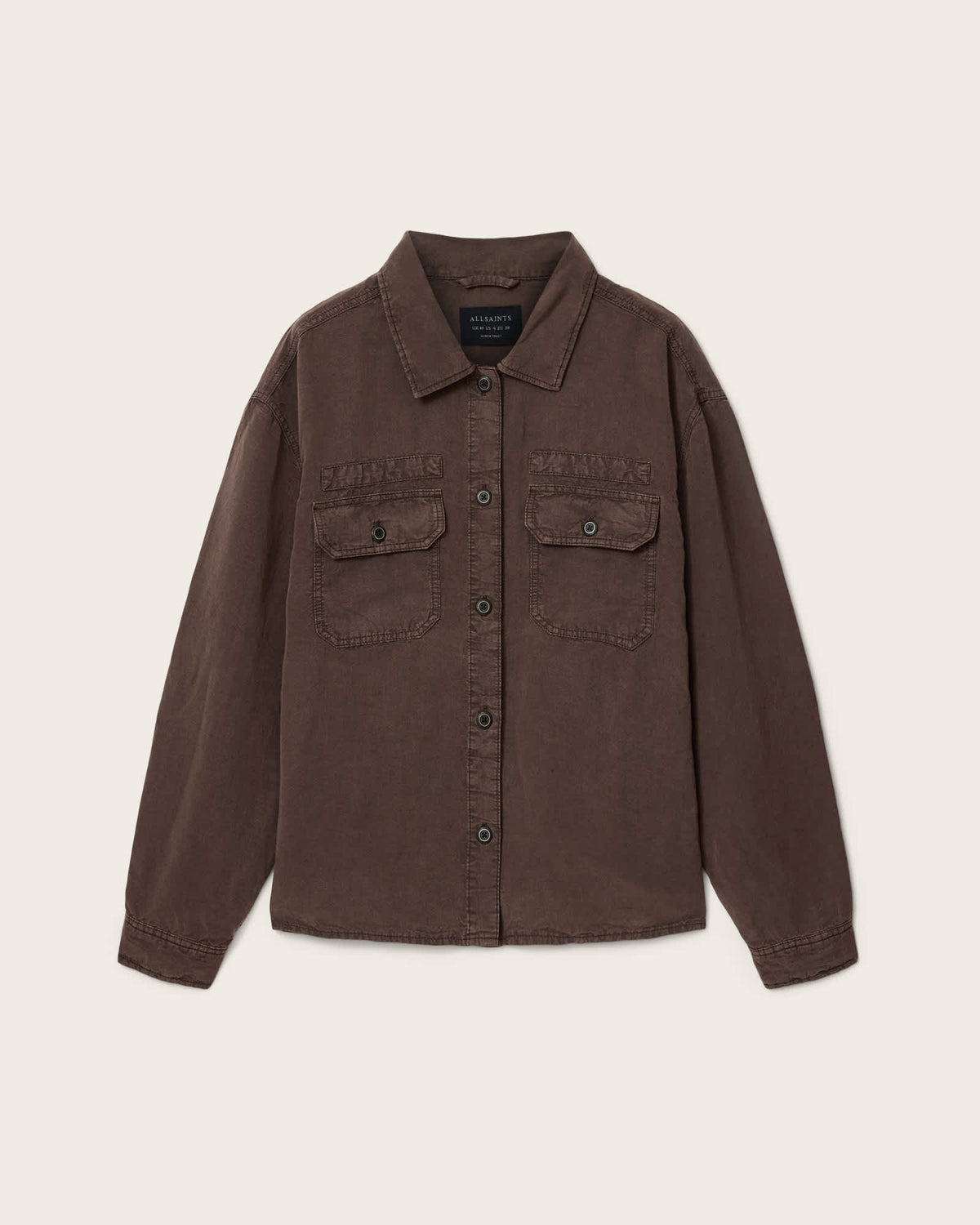 Korten Linen Blend Relaxed Fit Shacket PLUM BROWN