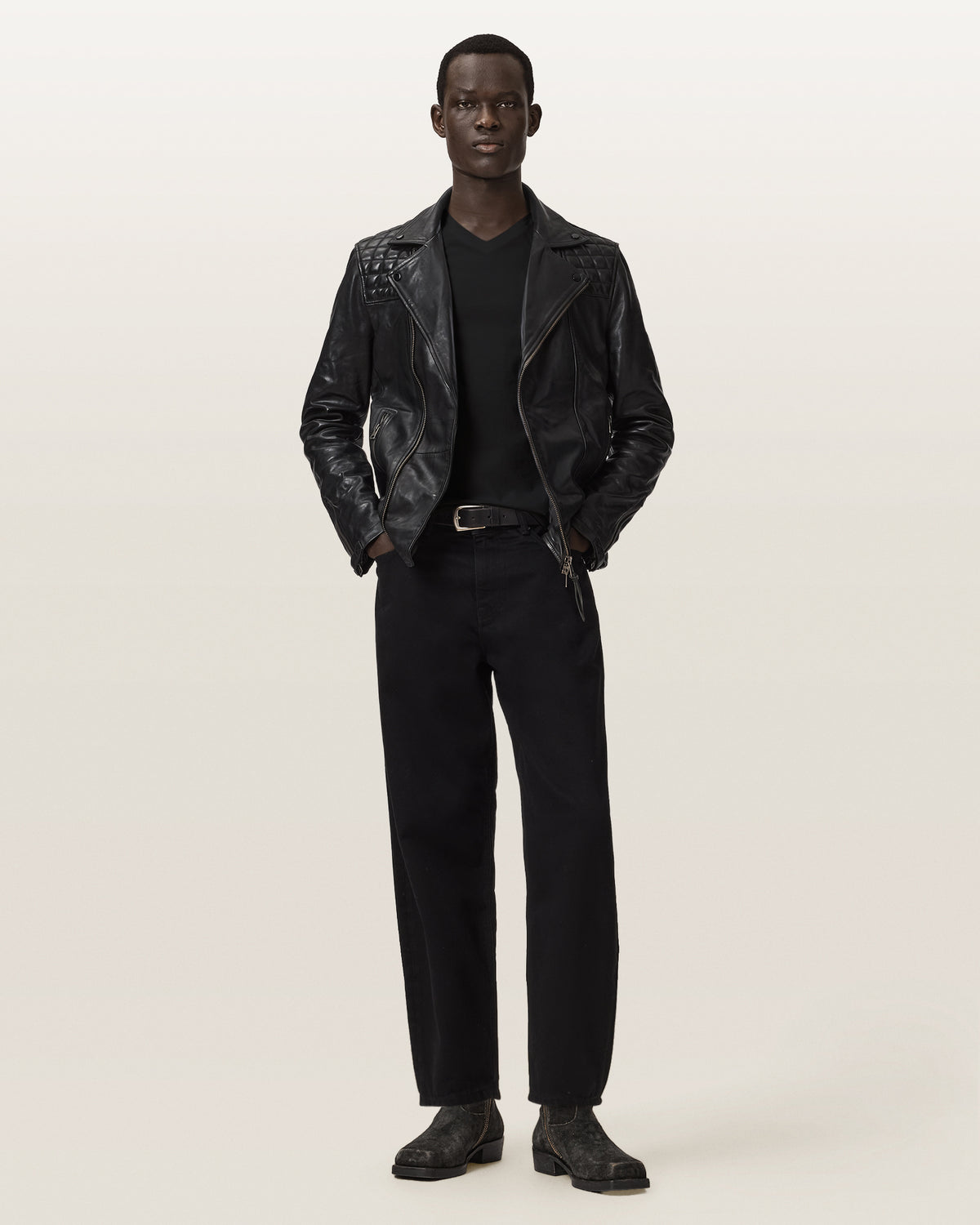 Conroy Textured Leather Biker Jacket