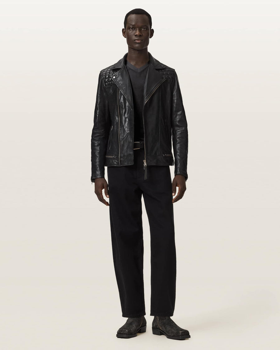 Conroy Textured Leather Biker Jacket INK NAVY