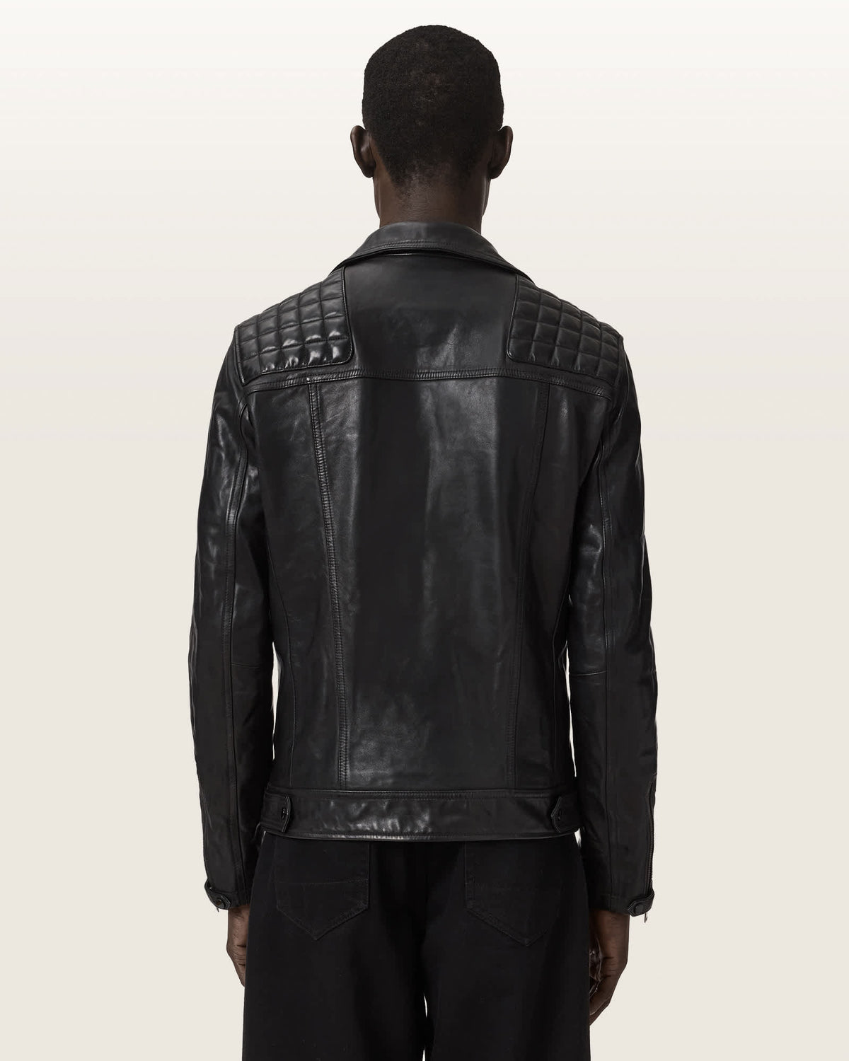 Conroy Textured Leather Biker Jacket INK NAVY