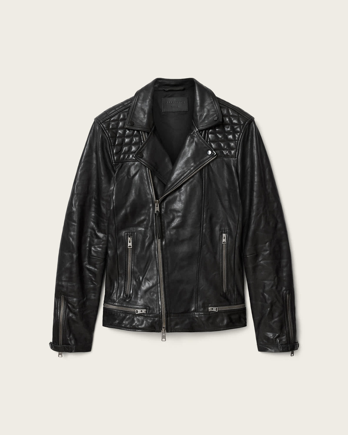 Conroy Textured Leather Biker Jacket INK NAVY