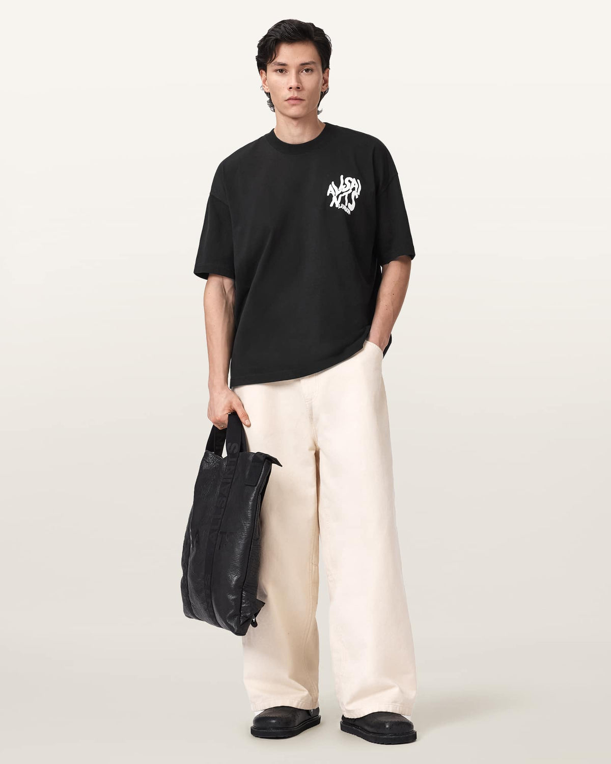 Orlando Logo Print Oversized T-Shirt Jet Black