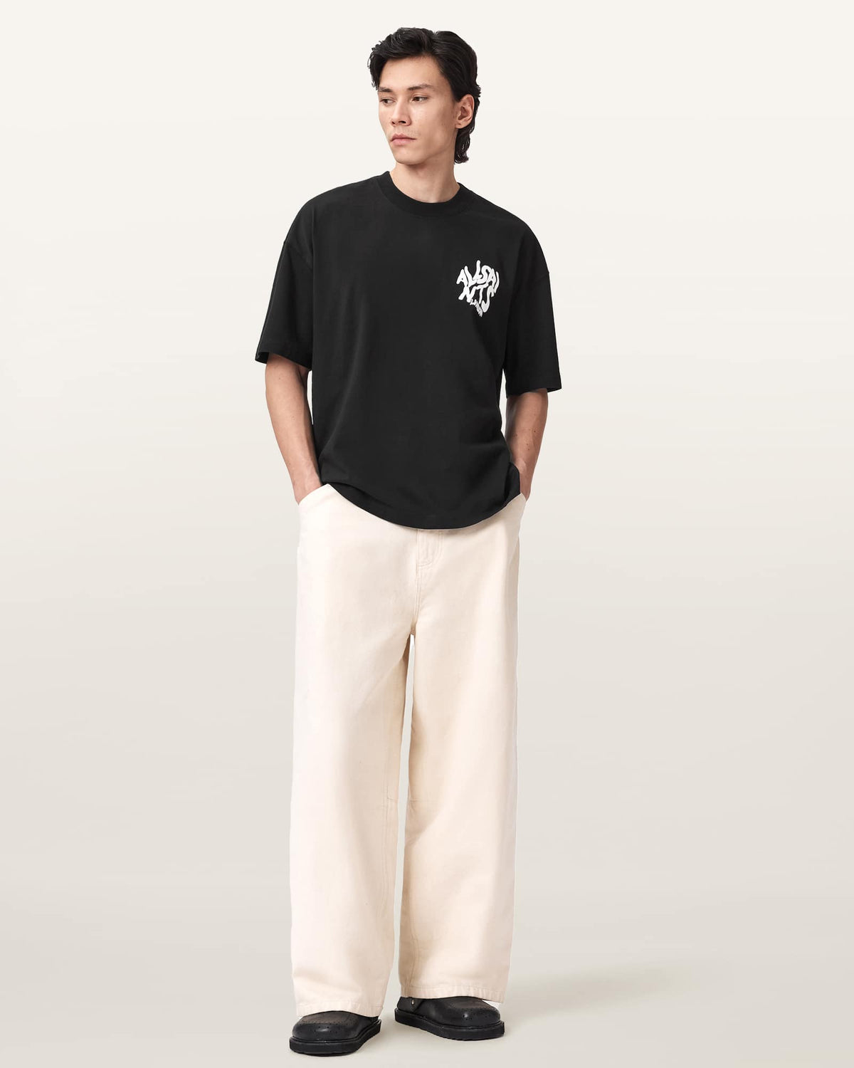 Orlando Logo Print Oversized T-Shirt Jet Black