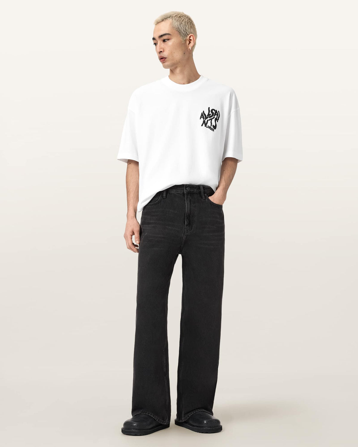 Orlando Logo Print Oversized T-Shirt ASHEN WHITE