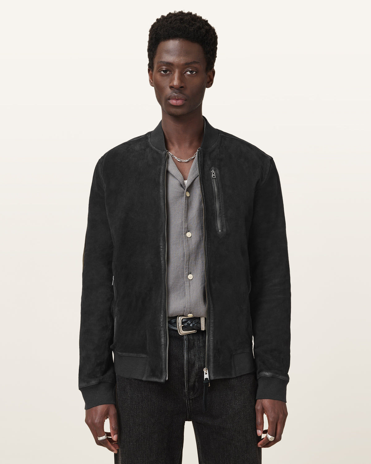 Suede bomber jacket