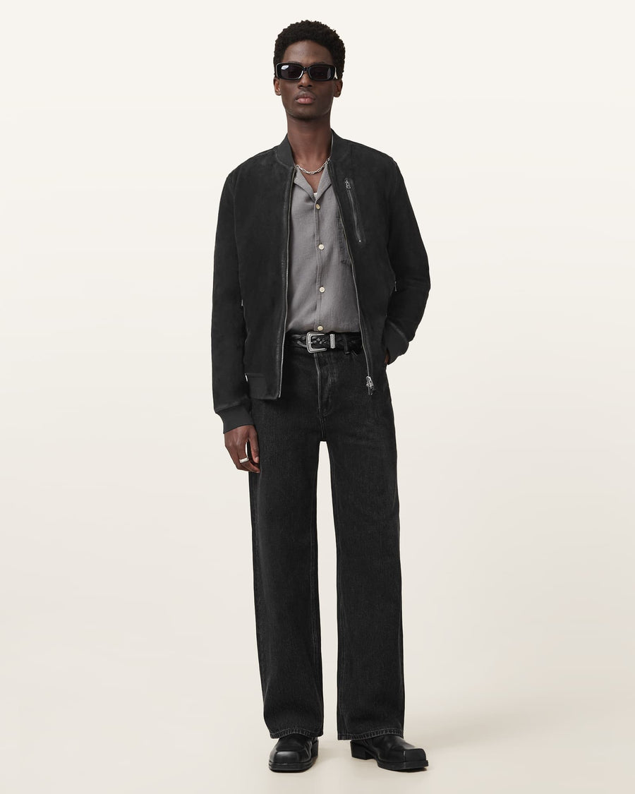 Suede bomber jacket Black