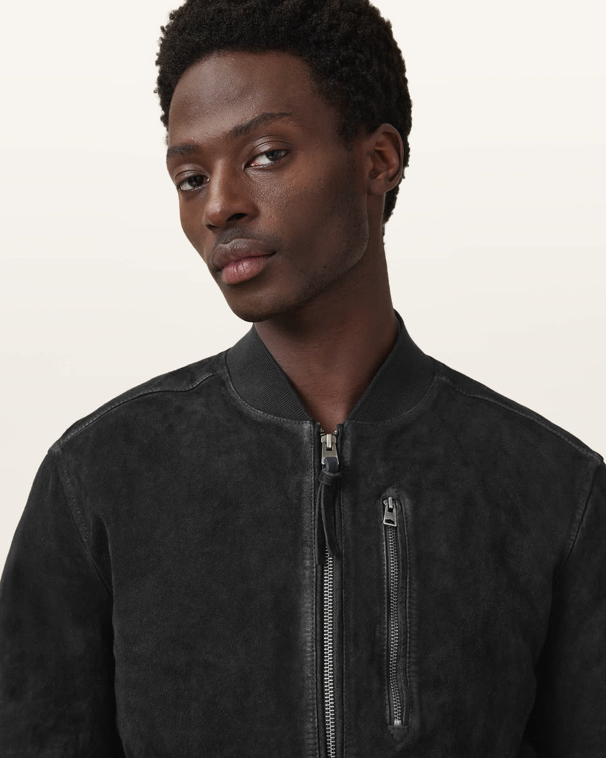Suede bomber jacket Black