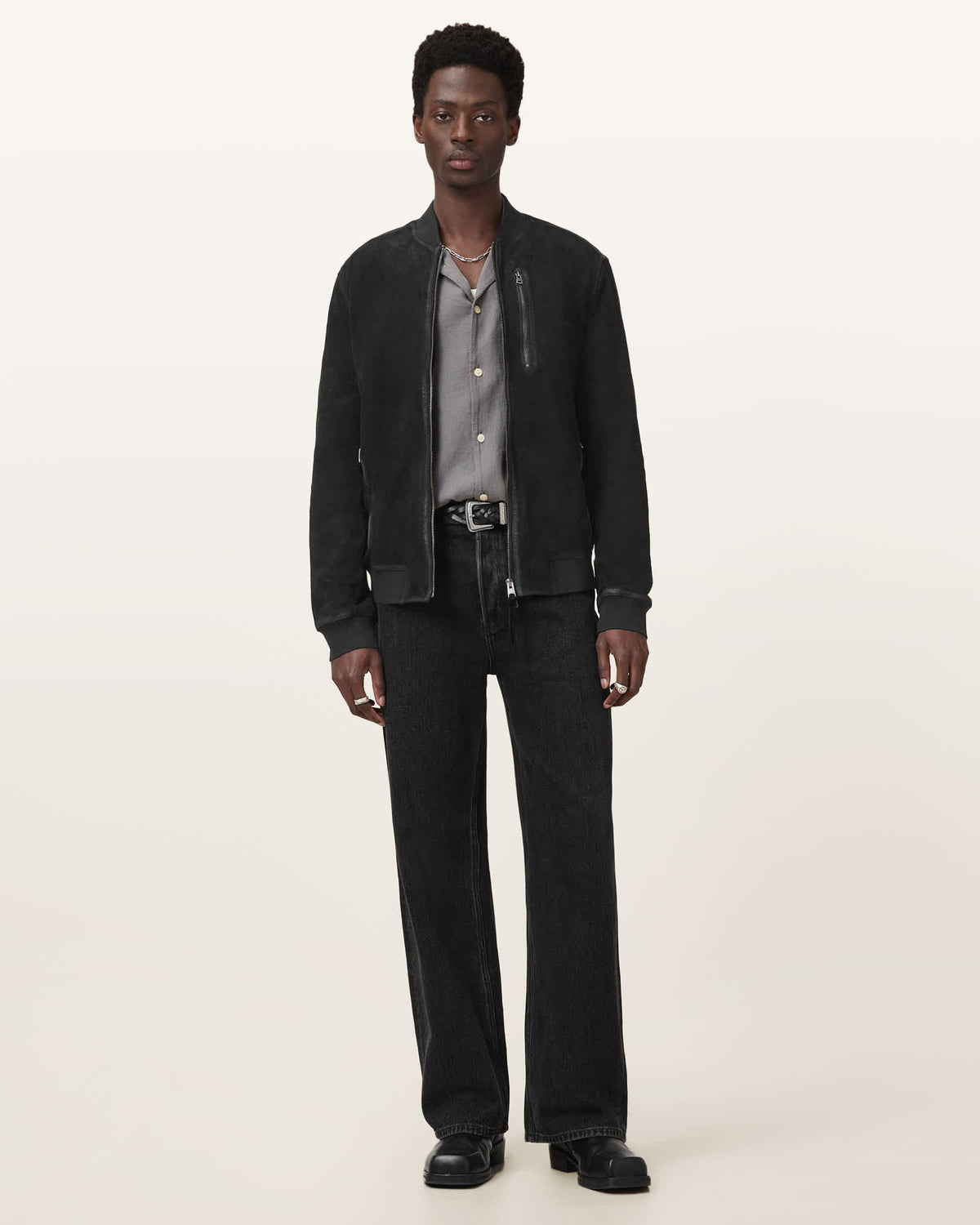 Suede bomber jacket Black
